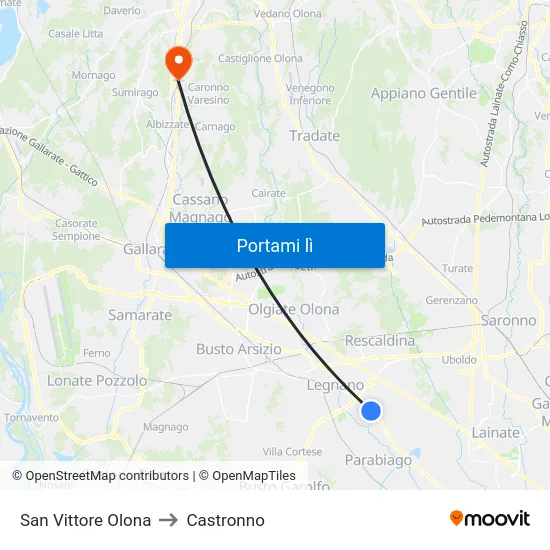 San Vittore Olona to Castronno map