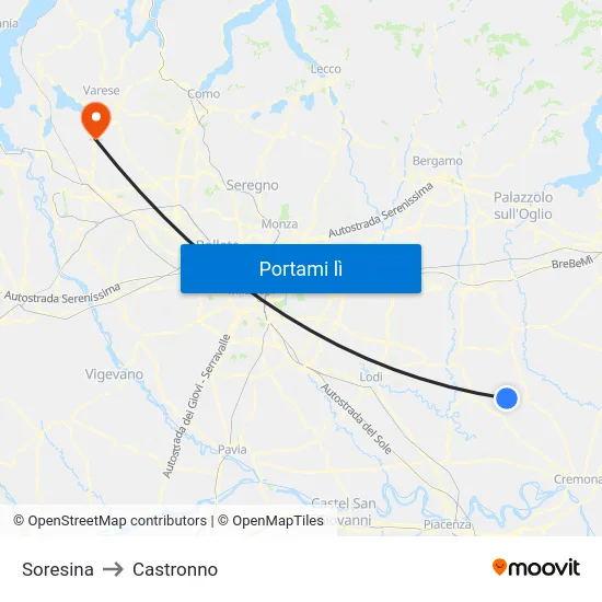 Soresina to Castronno map