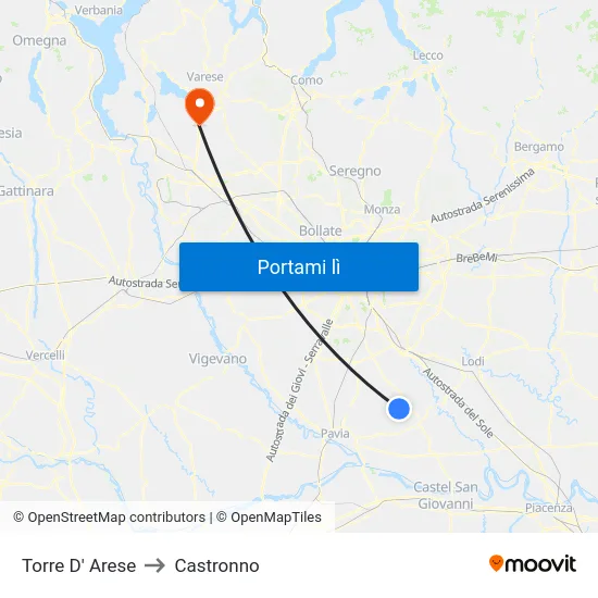 Torre D' Arese to Castronno map