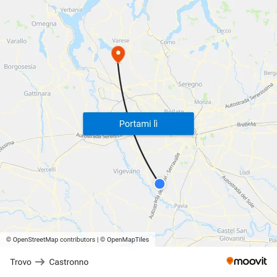 Trovo to Castronno map