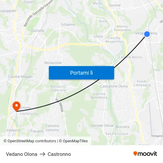 Vedano Olona to Castronno map
