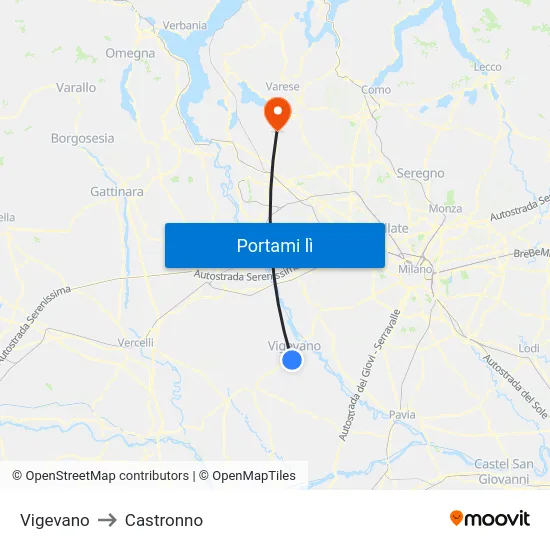 Vigevano to Castronno map