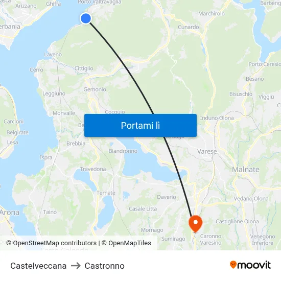 Castelveccana to Castronno map
