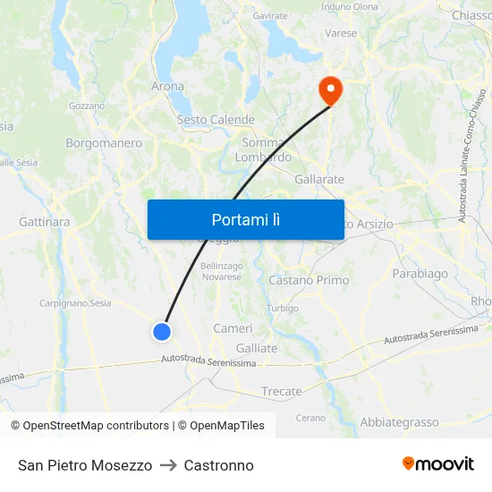 San Pietro Mosezzo to Castronno map