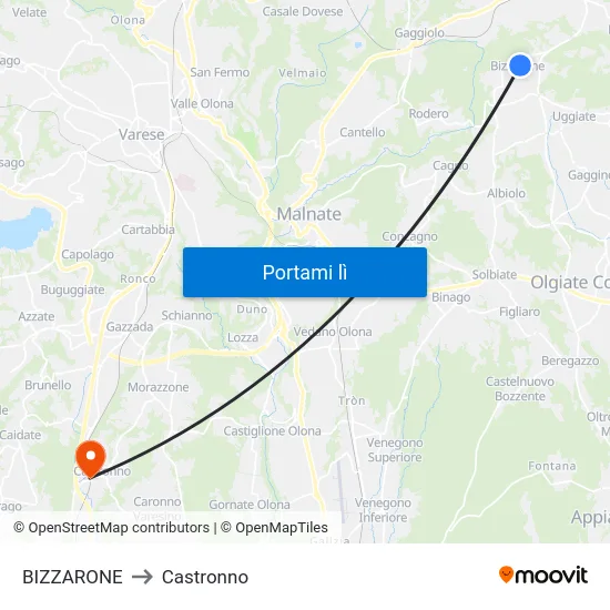BIZZARONE to Castronno map