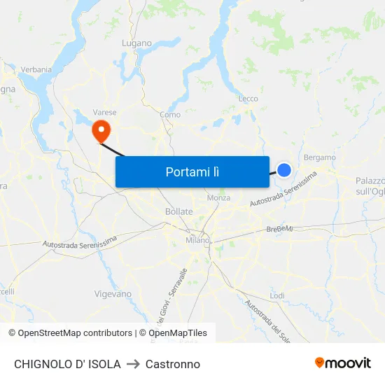 CHIGNOLO D' ISOLA to Castronno map