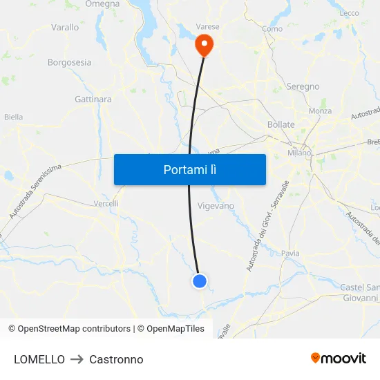 LOMELLO to Castronno map