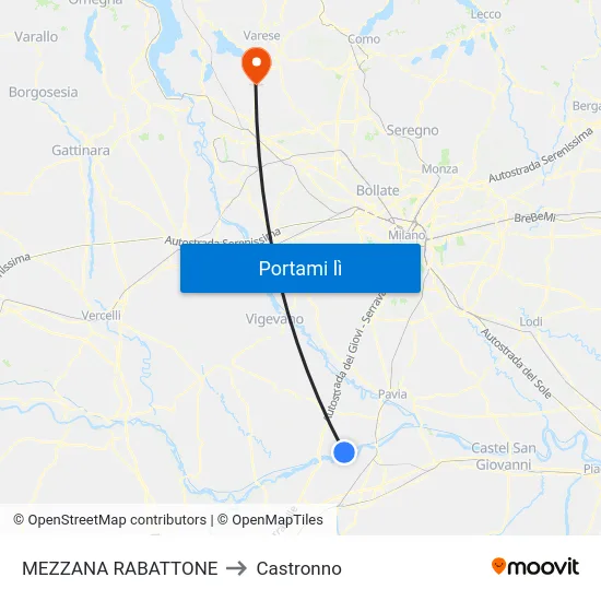 MEZZANA RABATTONE to Castronno map