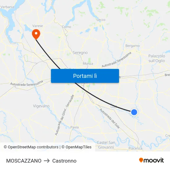 MOSCAZZANO to Castronno map