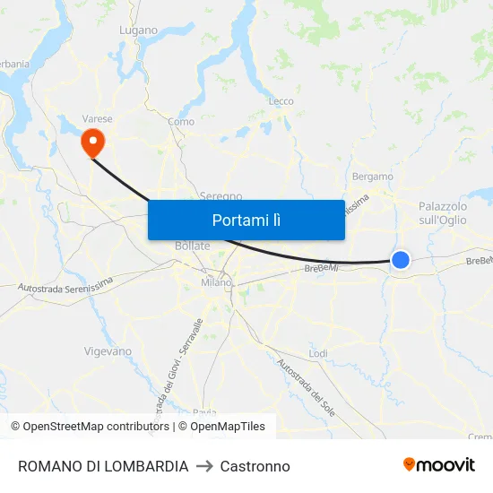 ROMANO DI LOMBARDIA to Castronno map