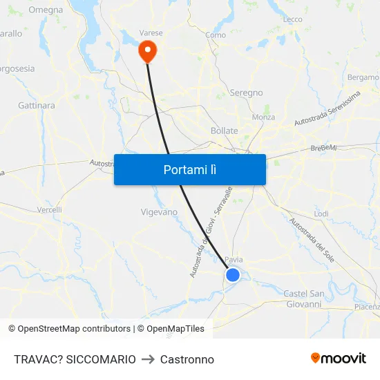 TRAVAC? SICCOMARIO to Castronno map
