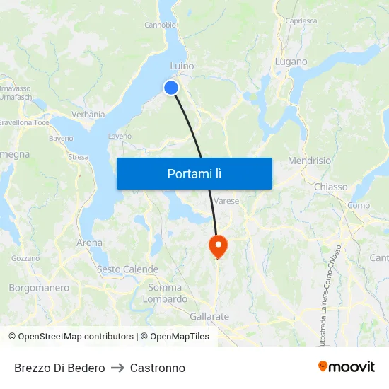 Brezzo Di Bedero to Castronno map