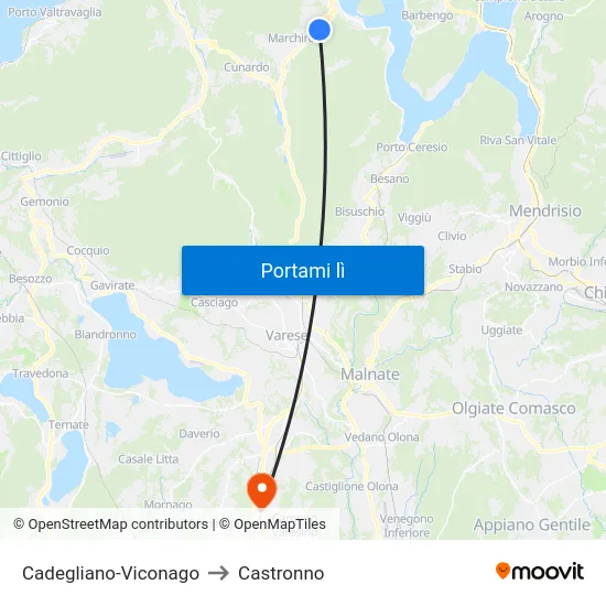 Cadegliano-Viconago to Castronno map