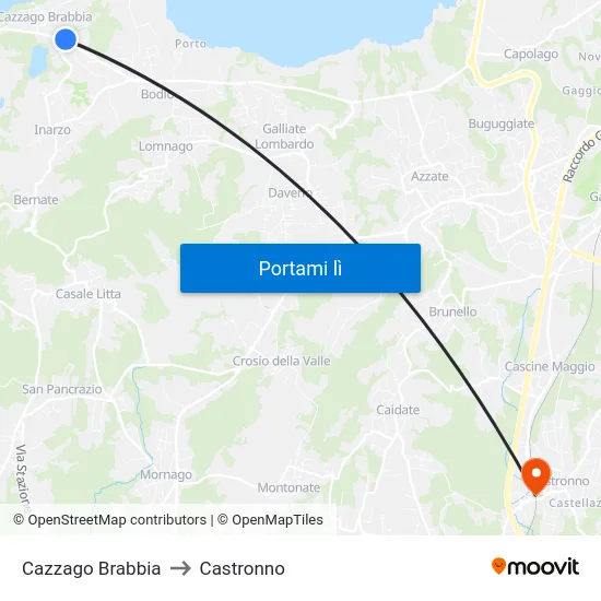 Cazzago Brabbia to Castronno map