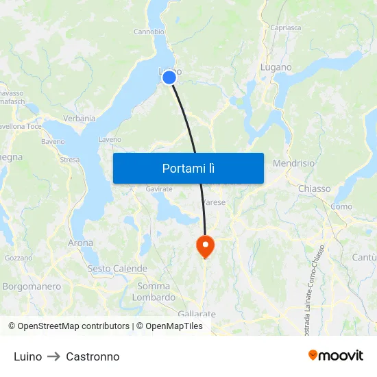 Luino to Castronno map