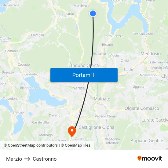 Marzio to Castronno map