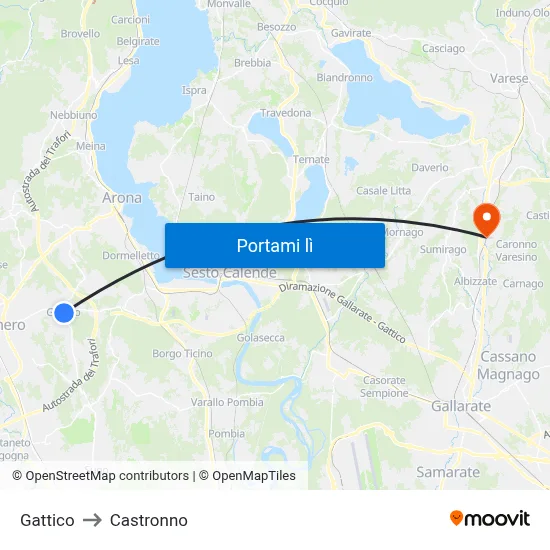 Gattico to Castronno map