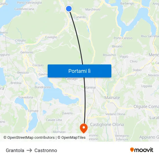 Grantola to Castronno map