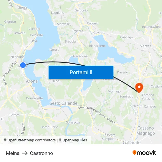 Meina to Castronno map