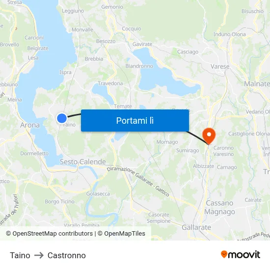 Taino to Castronno map