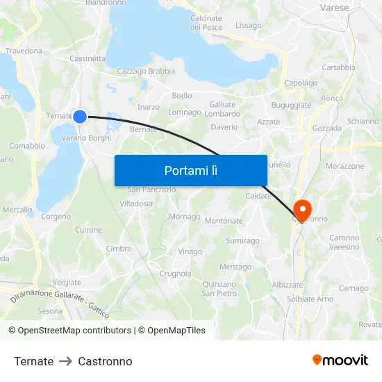 Ternate to Castronno map