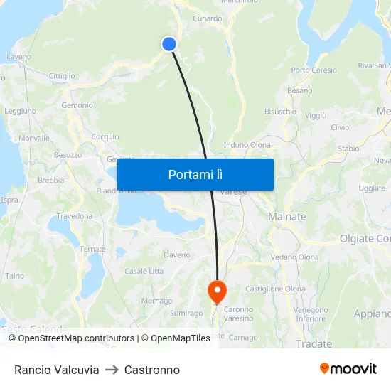 Rancio Valcuvia to Castronno map
