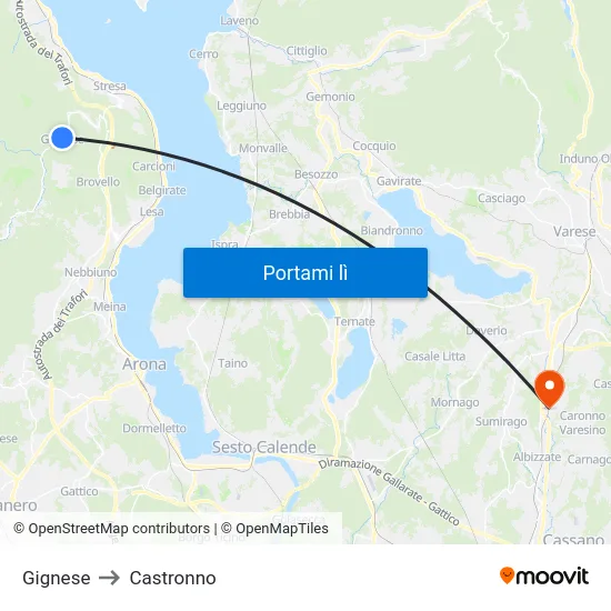 Gignese to Castronno map