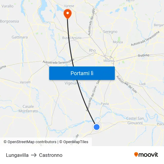 Lungavilla to Castronno map