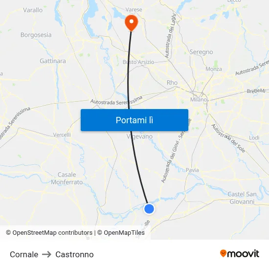 Cornale to Castronno map