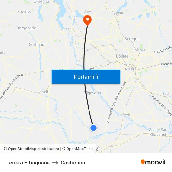 Ferrera Erbognone to Castronno map