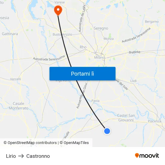 Lirio to Castronno map