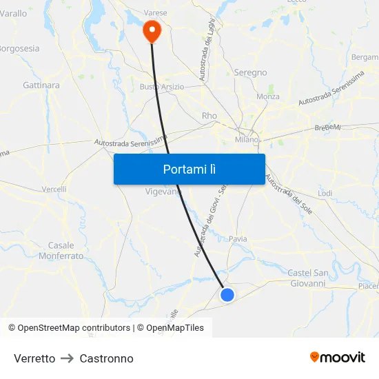 Verretto to Castronno map