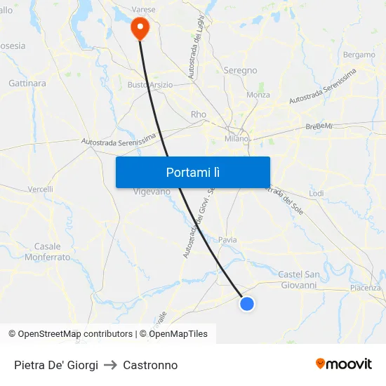 Pietra De' Giorgi to Castronno map