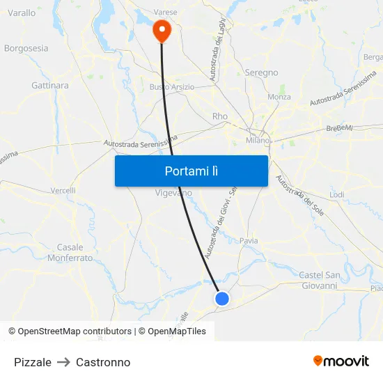 Pizzale to Castronno map
