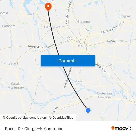 Rocca De' Giorgi to Castronno map