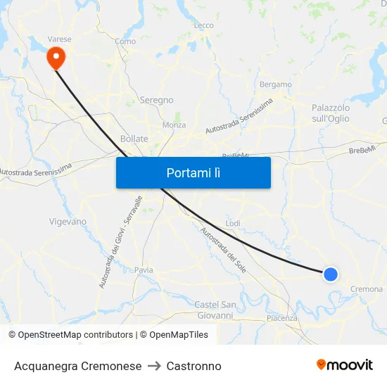Acquanegra Cremonese to Castronno map