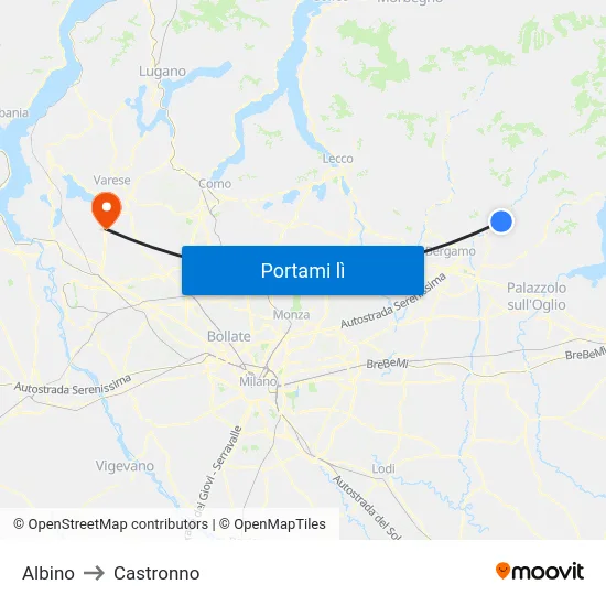 Albino to Castronno map