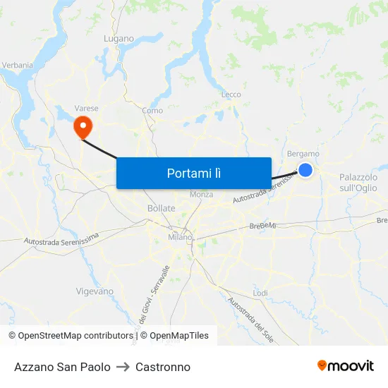 Azzano San Paolo to Castronno map