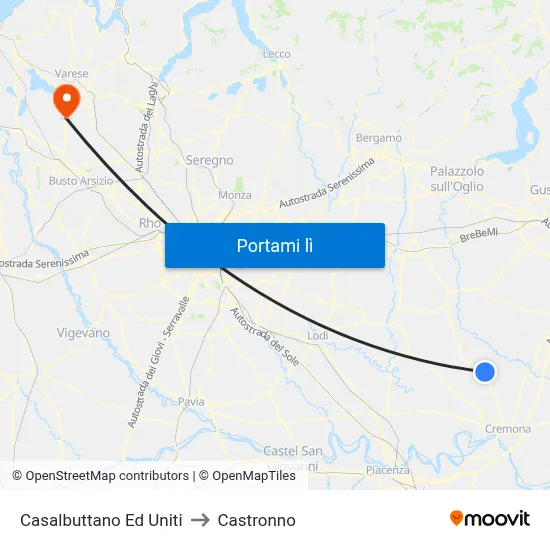 Casalbuttano Ed Uniti to Castronno map