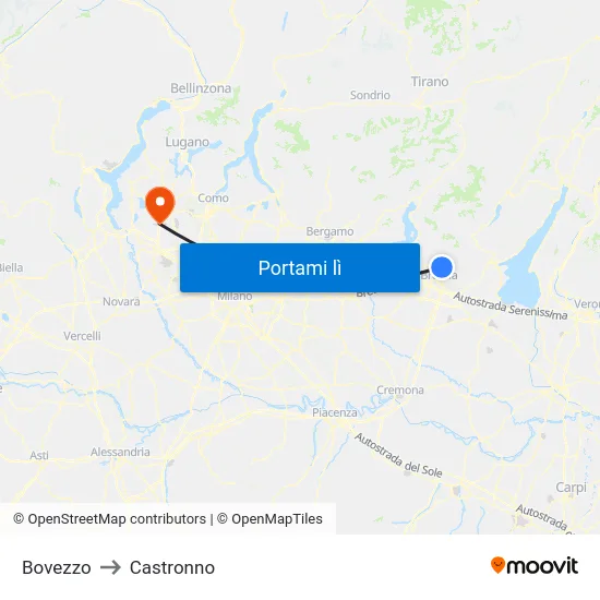 Bovezzo to Castronno map