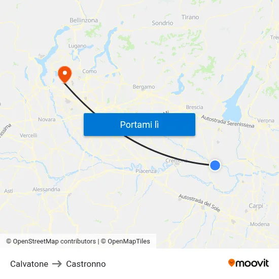Calvatone to Castronno map