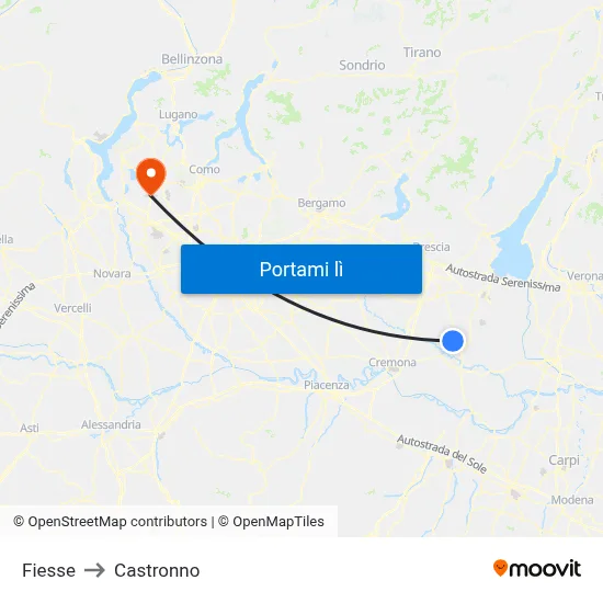 Fiesse to Castronno map