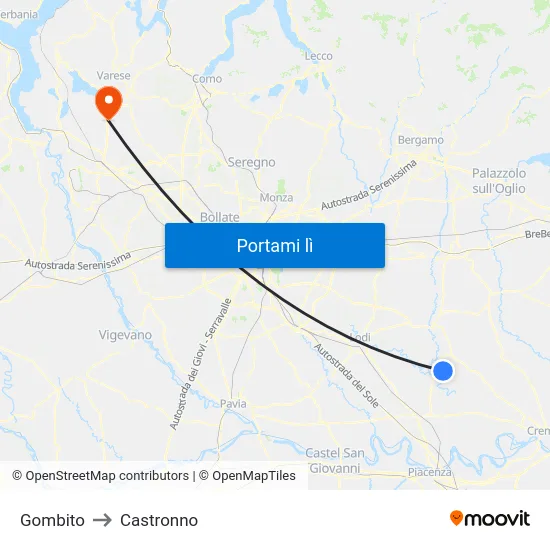 Gombito to Castronno map
