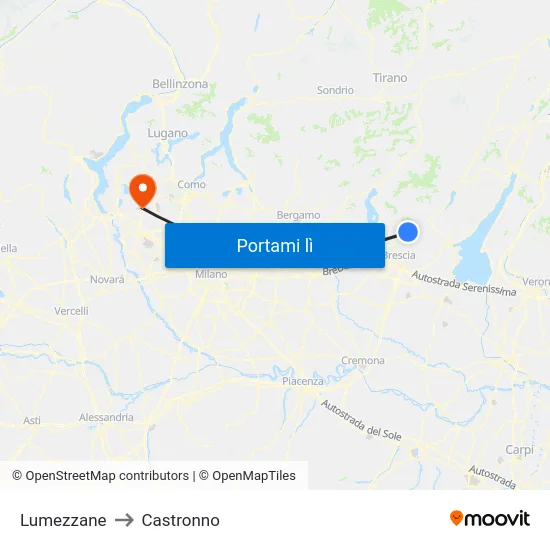 Lumezzane to Castronno map