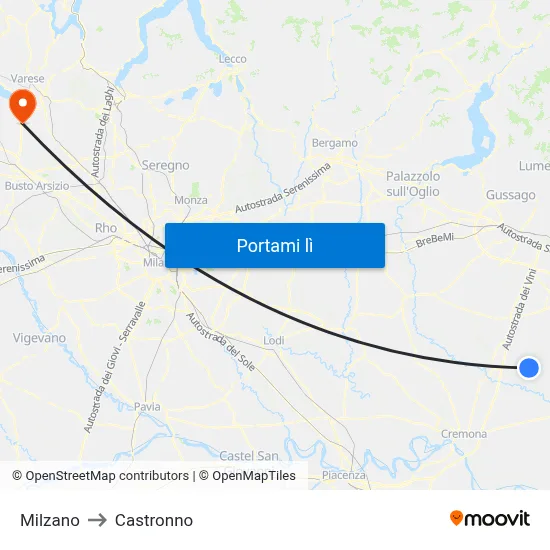Milzano to Castronno map