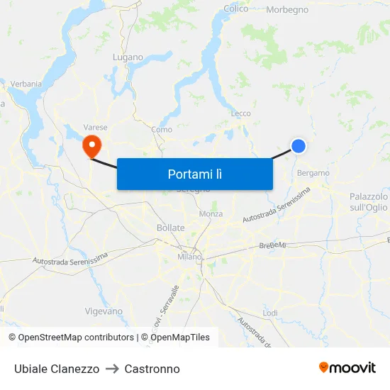 Ubiale Clanezzo to Castronno map
