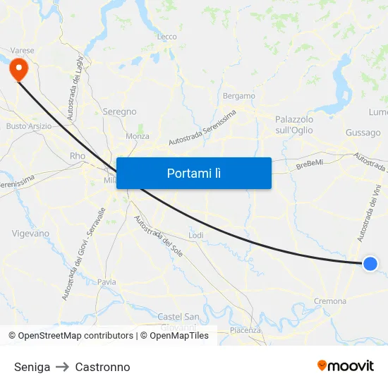 Seniga to Castronno map