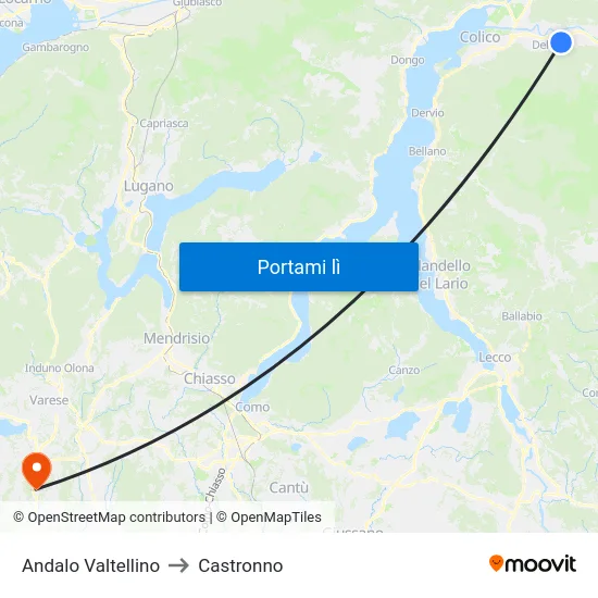 Andalo Valtellino to Castronno map