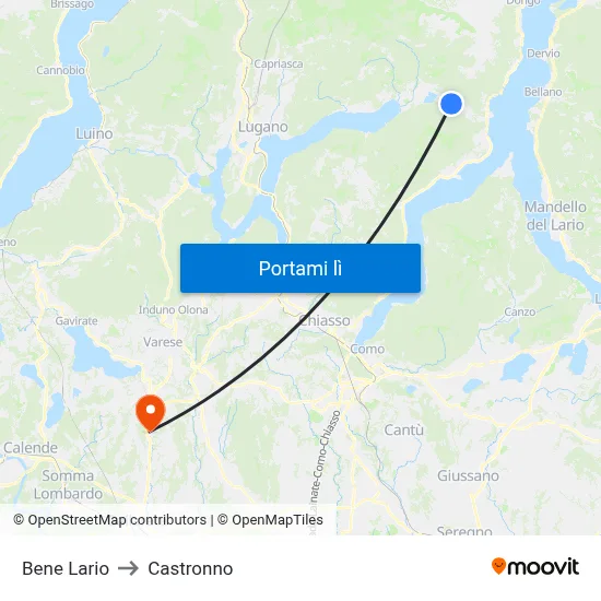 Bene Lario to Castronno map
