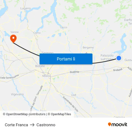 Corte Franca to Castronno map